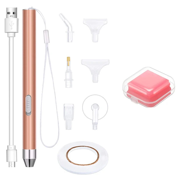 Usb Oplaadbare Diamond Painting Pen Led Verlichting Punt Boorpennen Met Licht 5d Diy Gereedschap Vervangende Koppen Nagels Handwerk