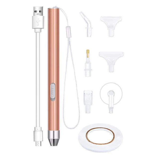 Usb Oplaadbare Diamond Painting Pen Led Verlichting Punt Boorpennen Met Licht 5d Diy Gereedschap Vervangende Koppen Nagels Handwerk