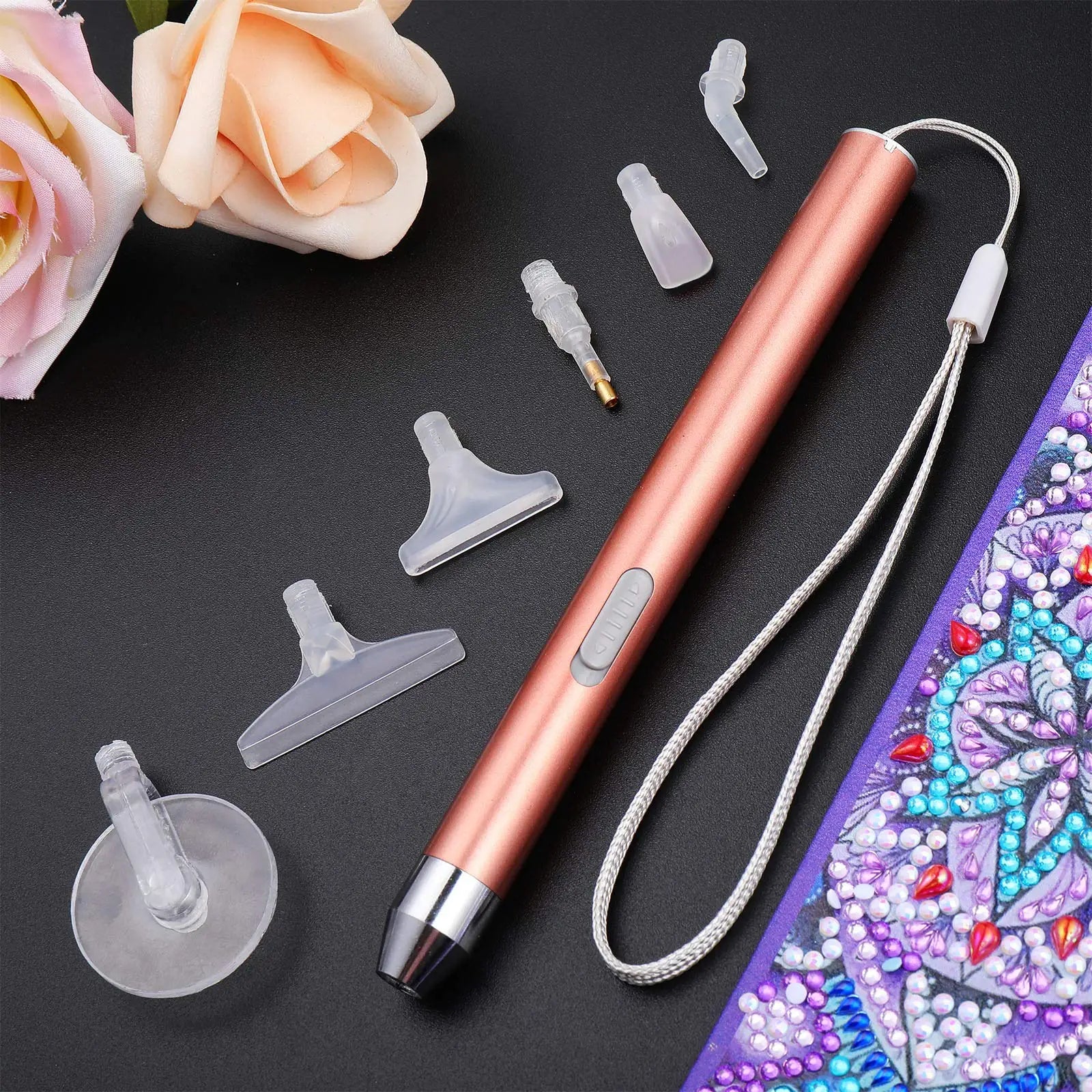 Usb Oplaadbare Diamond Painting Pen Led Verlichting Punt Boorpennen Met Licht 5d Diy Gereedschap Vervangende Koppen Nagels Handwerk