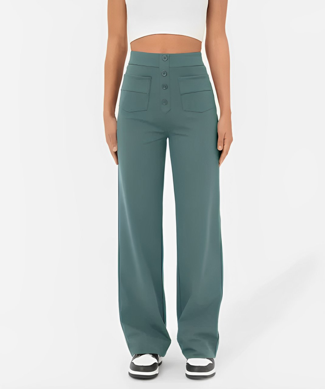 Eva™ Elastische casual broek met hoge taille