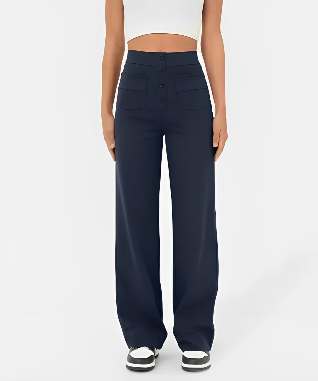 Eva™ Elastische casual broek met hoge taille