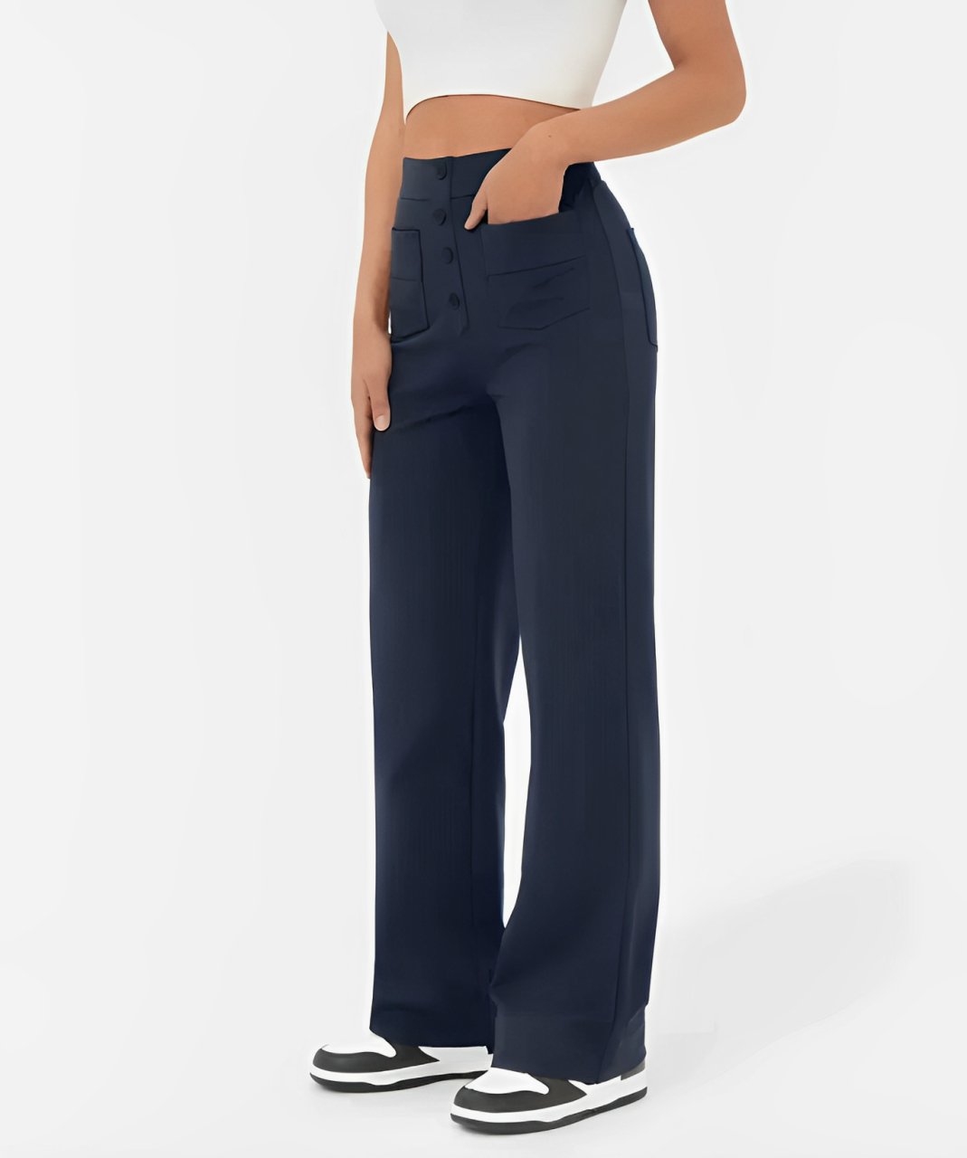 Eva™ Elastische casual broek met hoge taille