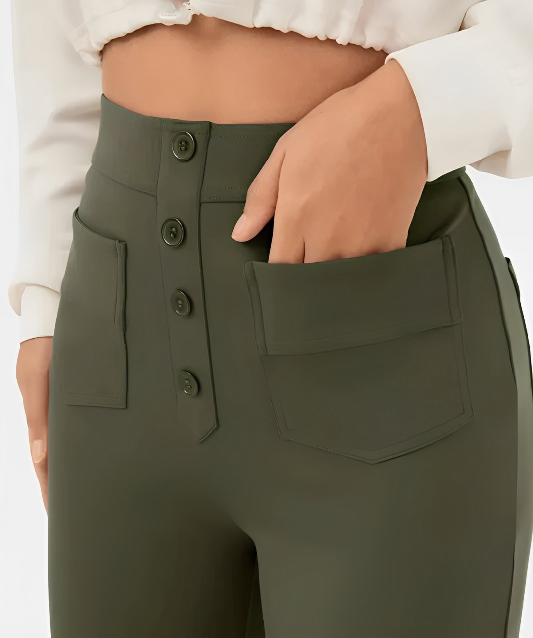 Eva™ Elastische casual broek met hoge taille