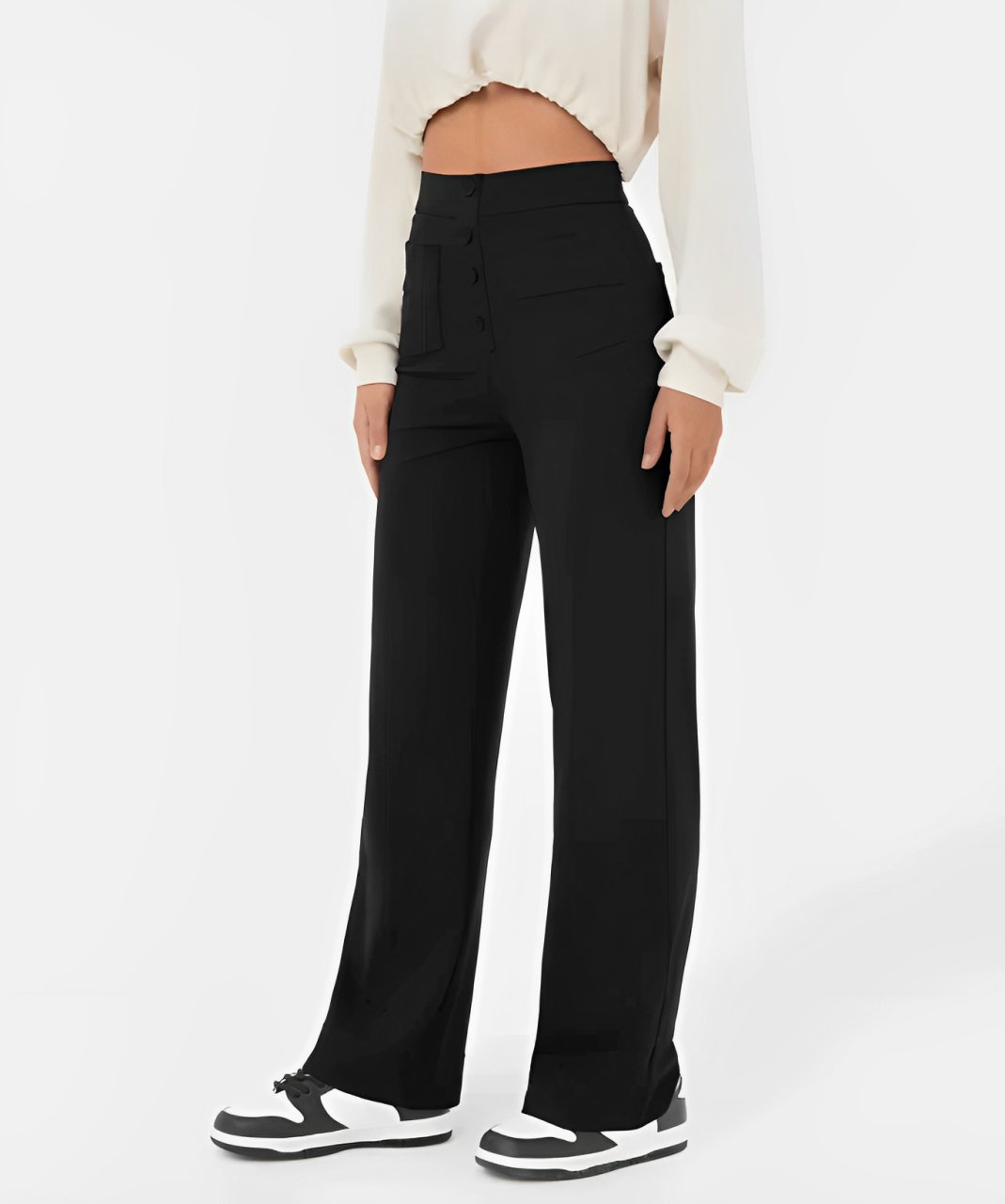 Eva™ Elastische casual broek met hoge taille